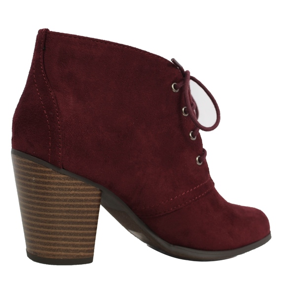 Vino Faux Suede Lace Up Stacked Heel Ankle Boot - Picture 5 of 8